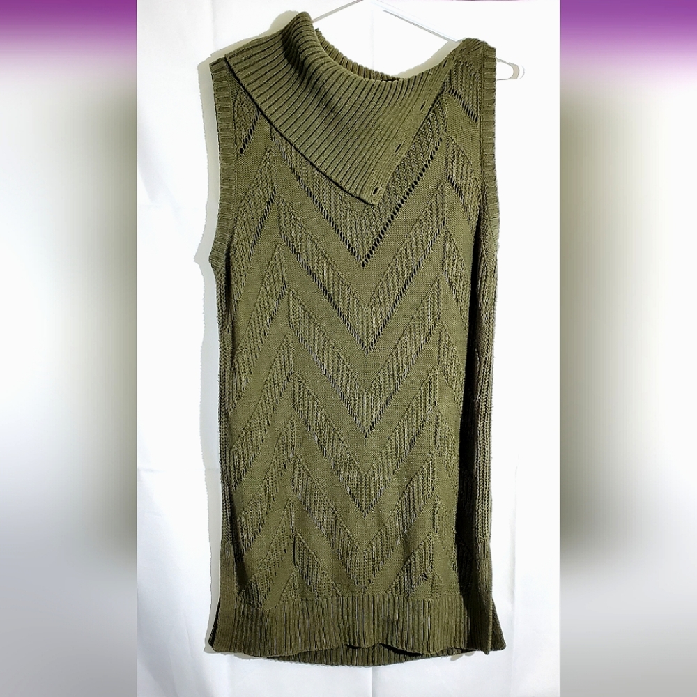Banana Republic Green Cotton Blend Knit Sleeveless Adjustable Sweater Dress- Med